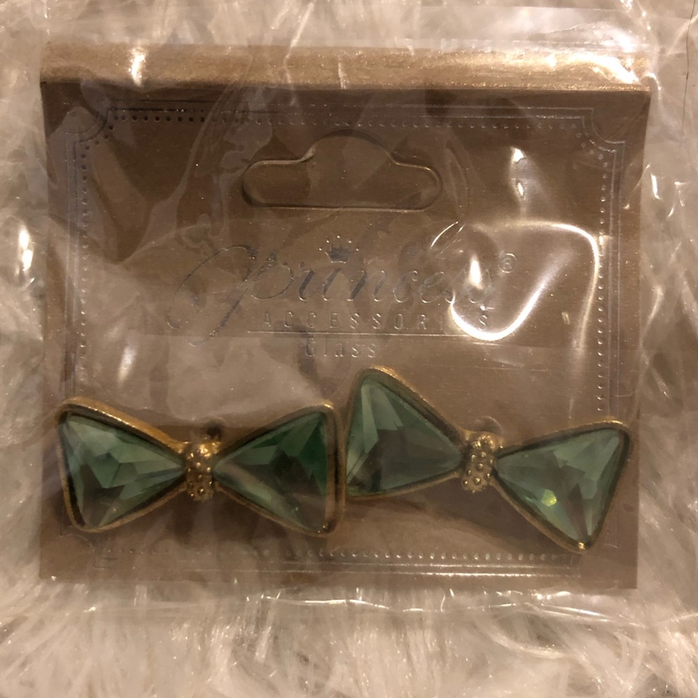 Blue Green Bow Earrings